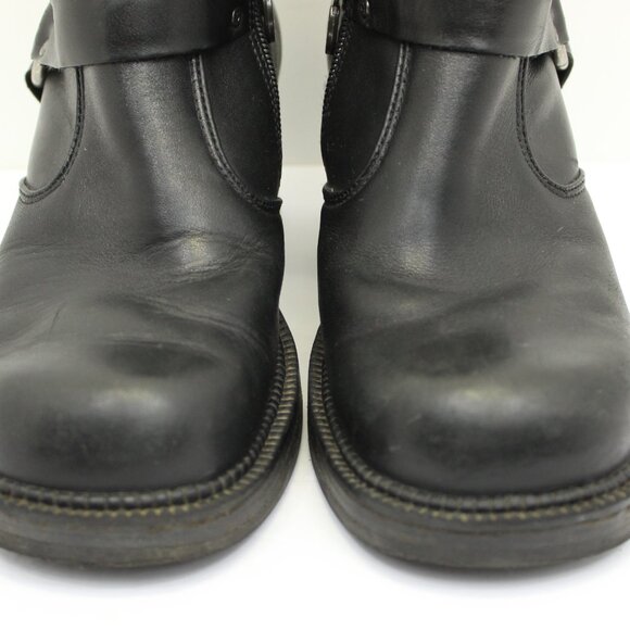 Harley Davidson Motorcycle 81026 Womens Leather Zip Boots Chunky Black 8.5 Biker - Picture 3 of 8